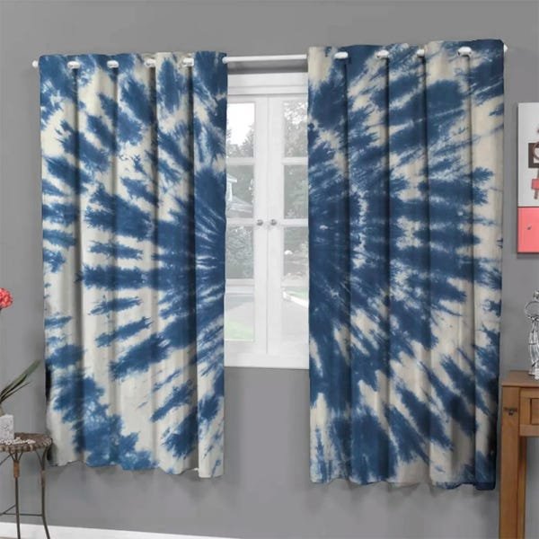 Cortina Roma- Decoração - Tie Die - Hippie Psicodélico Azul