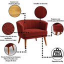 Ver imagem 3 de Poltrona Estofada Tecido Veludo Aconchegante Pés de Madeira para Sala de Estar Moderna
