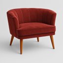 Ver imagem 5 de Poltrona Estofada Tecido Veludo Aconchegante Pés de Madeira para Sala de Estar Moderna