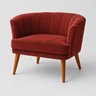 Poltrona Estofada Tecido Veludo Aconchegante Pés de Madeira para Sala de Estar Moderna - 1