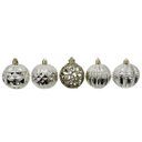 Ver imagem 4 de Kit 6 Bolas Natal Luxo Champanhe Textura Metalizada e Arabesco Glitter Vazado 6cm