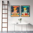 Ver imagem 2 de Kit 2 Quadros Decorativos Carros Na Praia 24x18cm:Madeira preta