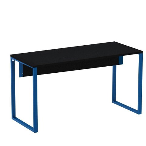 Mesa Escritório P25 Tub Pandin 170 Cm (larg) X 70 Cm (prof) Tampo Mdp Preto Pé Aço Tubular Azul