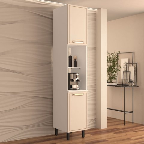 Paneleiro 2 Portas 2 Nichos Amara Branco Creme Politorno Móveis