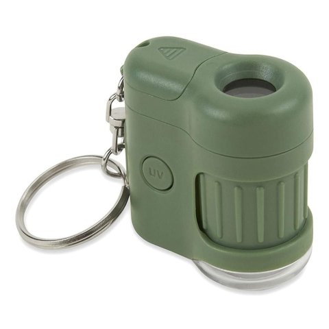 Microscópio Chaveiro com Luz Led e Uv, Zoom de 20x Verde