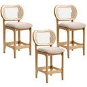 Ver imagem 1 de Kit 3 Banquetas Baixa Bar Cozinha Sala de Jantar Betta L02 Mel Tela Suede Bege - Lyam Decor