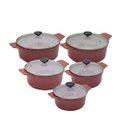 Ver imagem 1 de Conjunto c 5 Panelas Forno Fogão Premium Revestida em Cerâmica Antiaderente e Alu. Fundido