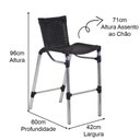 Ver imagem 2 de 4 Banquetas em Alumínio Fortaleza Alta com Encosto Preto