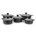 Ver imagem 1 de Conjunto c 5 Panelas Forno Fogão Premium Revestida em Cerâmica Antiaderente e Alum. Fundido