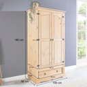 Ver imagem 3 de Guarda Roupa Madeira 2 Portas 1 Gaveta Armário Rustico Idimex