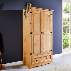 Guarda Roupa Madeira 2 Portas 1 Gaveta Armário Rustico