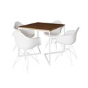 Ver imagem 6 de Mesa Jantar Industrial Quadrada Amêndoa 90Cm Base V C/4 Poltronas Brancas Ferro Branc Cor: Amendoa