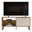 Ver imagem 1 de Rack Bancada Madri 115cm Nature/off White para Tv até 50” - Peternella Móveis