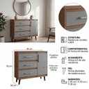 Ver imagem 2 de Cômoda Sapateira Mila 95cm 1 Porta 3 Gavetas Cor:savana / Off White
