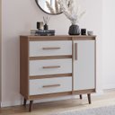 Ver imagem 1 de Cômoda Sapateira Mila 95cm 1 Porta 3 Gavetas Cor:savana / Off White