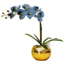 Ver imagem 1 de Arranjo Flores 1 Orquídea Azul Toque Real Vaso Dourado