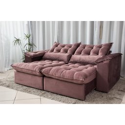 Sofá Retrátil e Reclinável Ipanema 1,80m em Tecido Veludo C/pillow Nos Braços - Montagem Inclusa:ros - 1