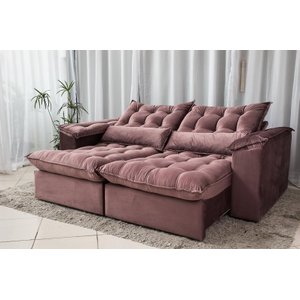 Sofá Retrátil e Reclinável Ipanema 1,80m em Tecido Veludo C/pillow Nos Braços - Montagem Inclusa:ros
