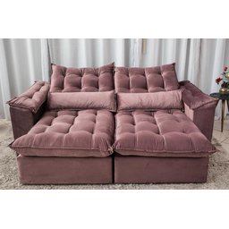 Sofá Retrátil e Reclinável Ipanema 1,80m em Tecido Veludo C/pillow Nos Braços - Montagem Inclusa:ros - 4