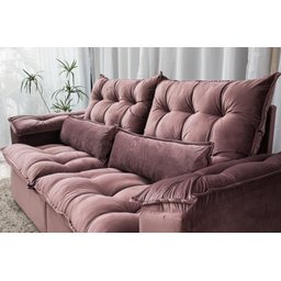 Sofá Retrátil e Reclinável Ipanema 1,80m em Tecido Veludo C/pillow Nos Braços - Montagem Inclusa:ros - 6
