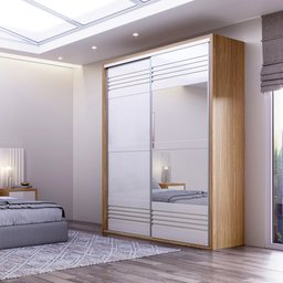 Guarda-roupa Roupeiro Solteiro com 02 Portas 179 Cm 100% Mdf Dalla Costa: Freijó/off White - 1 Guarda-roupa Roupeiro Solteiro com 02 Portas 179 Cm 100% Mdf Dalla Costa: Freijó/off White - 1