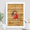 Ver imagem 2 de Quadro Infantil Música Menina com Partitura 45x34cm:madeira Branca