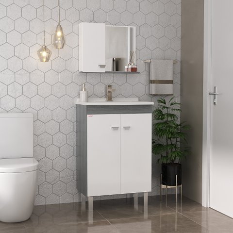 Conjunto para Banheiro Kit Econômico com Pés - Fabribam Gabinetes