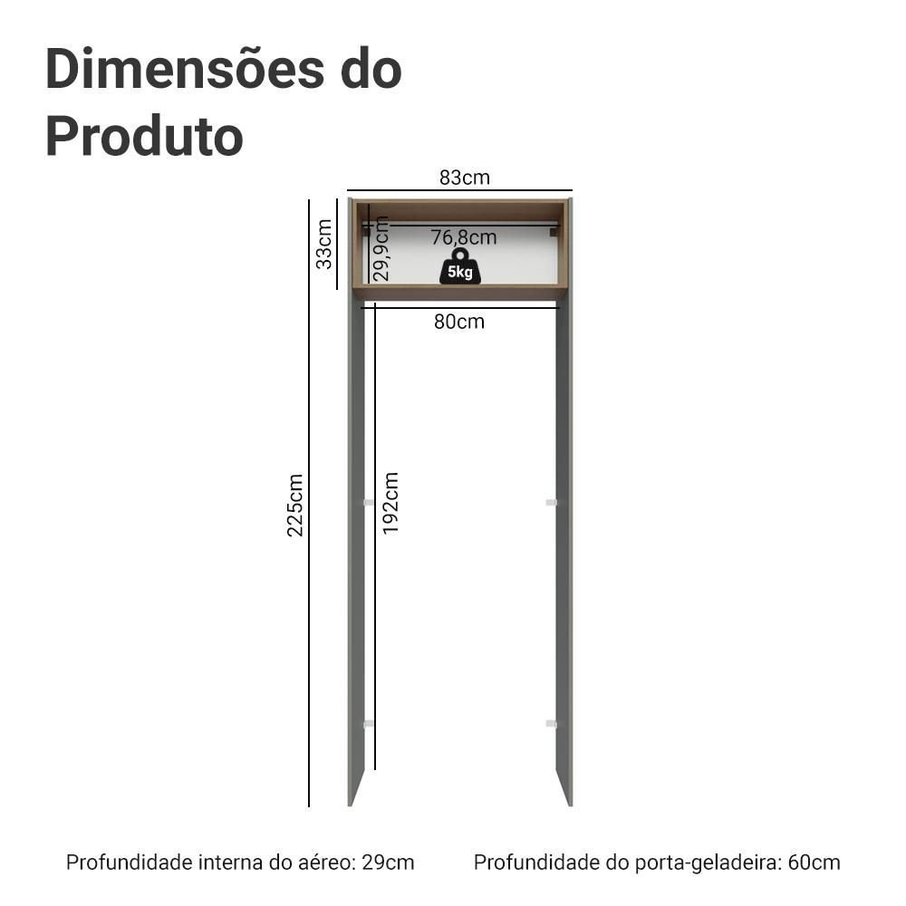 Porta-geladeira 83 Cm 1 Porta Basculante Cinza/rustic/cinza Lux