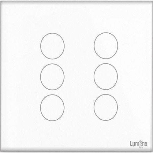 Interruptor Touch, cor branco ou preto, espelho de acrilico, linha GLASS Lumenx 6 botões - 4x4 - Bra - 2