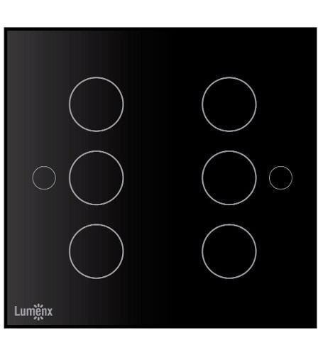 Interruptor Touch, cor branco ou preto, espelho de acrilico, linha GLASS Lumenx 6 botões - 4x4 - Bra - 1
