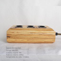 Régua Extensão Elétrica Filtro de Linha Madeira 3 Tomadas:preto e Branco - 3