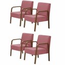 Ver imagem 1 de Kit 4 Poltronas Decorativas 1 Lugar Luna Braço Madeira Suede
