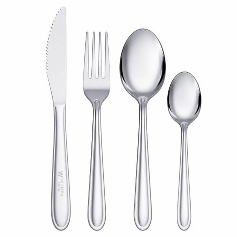 Jogo de Talheres Toledo 16 Peças Aço Inox Prata Western Home
