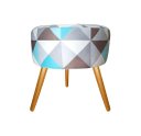 Ver imagem 5 de Kit Namoradeira + 1 Poltrona Decorativa Nina + Puff Redondo Suede Triângulo Azul Pés Madeira Ms Deco