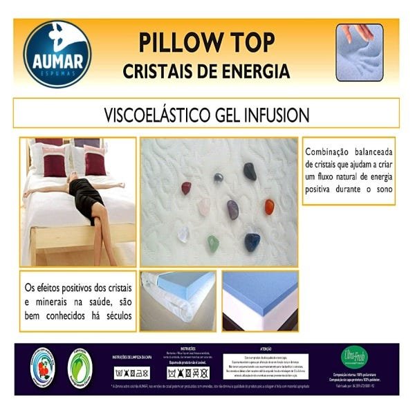 Pillow Top Feng Shui Cristais De Energia Viscoelástico Gel Casal Infusion 6cm - 3