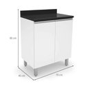 Ver imagem 5 de Armário Gabinete Branco Moderno para Cozinha Balcão Espaçoso com 2 Portas e Pés Gs