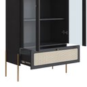 Ver imagem 5 de Cristaleira 2 Portas Vidro 1 Gaveta 83cm Palhinha Pé Metal Oslo Artesano | Hanover/dourado