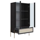 Ver imagem 4 de Cristaleira 2 Portas Vidro 1 Gaveta 83cm Palhinha Pé Metal Oslo Artesano | Hanover/dourado