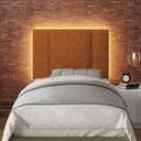 Ver imagem 2 de Cabeceira Estofada Cama Box Solteiro com Led Splend 90 Cm Buclé Terracota