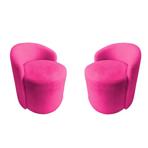 Kit 2 Poltronas Decorativa Yara Orgânica Veludo Rosa Pink
