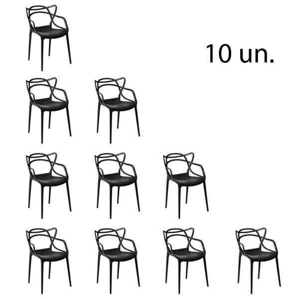 Kit 10 Cadeiras Allegra Sala de Jantar Preto -