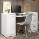 Ver imagem 1 de Escrivaninha Mesa para Computador Madesa Alaska 3 Gavetas 1 Porta - Branco