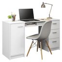 Ver imagem 3 de Escrivaninha Mesa para Computador Madesa Alaska 3 Gavetas 1 Porta - Branco