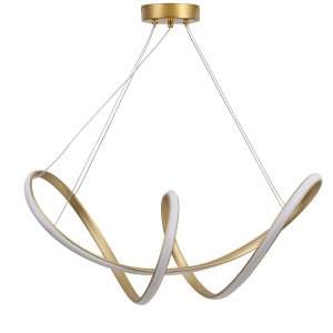 Pendente Potenza Dourado Led 45w 3000k Bivolt 63x19 Metal e Silicone Design Moderno