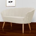 Ver imagem 4 de Namoradeira Poltrona Decorativa Pétala Pé Palito Suede Bege - Fm