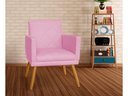 Ver imagem 3 de Poltrona Decorativa Nina Riscado Suede Rosa Pés Madeira Ms Decor