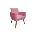Ver imagem 2 de Poltrona Decorativa Nina Riscado Suede Rosa Pés Madeira Ms Decor