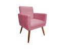 Ver imagem 2 de Poltrona Decorativa Nina Riscado Suede Rosa Pés Madeira Ms Decor