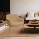 Ver imagem 2 de Poltrona Decorativa Jade Base Aço Ouro Fosco Bouclé Camel - Nexta Casa