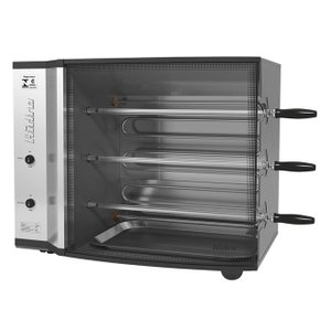 Churrasqueria Elétrica Giratória Hidro Industrial 3 Espetos 1 Bandeja 220V